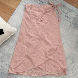 Wilfred Pink Linen Wrap Midi Skirt